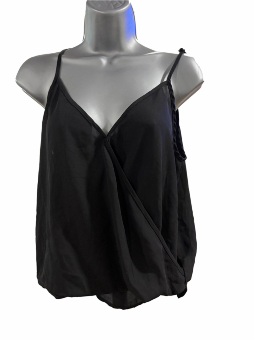 Women's Ambiance Apparel Black Sleeveless Wrap Camisole Top Size M